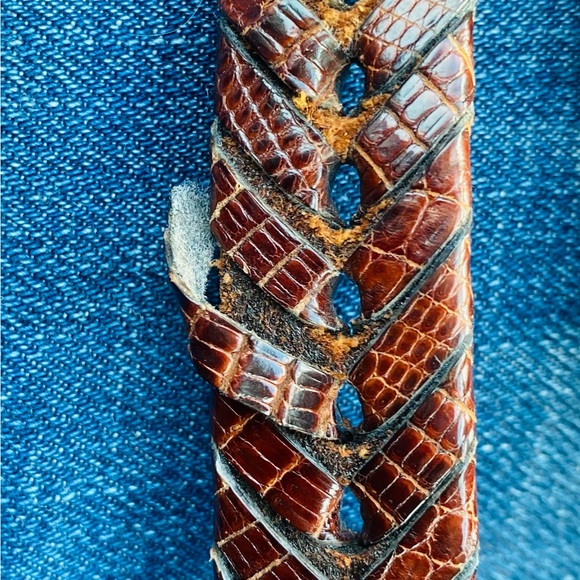 MEZLAN "AO2794" Brown All-Over Genuine Lizard Belt - Picture 10 of 11